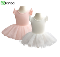 LOLANTA เด็กสาวบัลเล่ต์ชุดแขนกุดสีชมพูสีขาวเด็ก Fluffy ตาข่ายกระโปรง Ballerina Leotard Tutu Practice Performance เสื้อผ้าวันเกิดชุดแต่งงาน