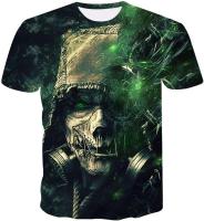 Unisex Fashion 3D Skull Print Tees Shirts Round Neck Short Sleeve Casual T-Shirt Tops,3,L