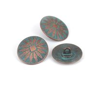 10 PCs Vintage Oval Round Metal Patina Sewing Shank Buttons Distressed Antique Copper Color Button For DIY Clothing Decoration Haberdashery