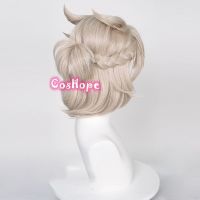 Genshin Impact Albedo Cosplay 35Cm Short Linen Wig Cosplay Anime Cosplay Wigs Heat Resistant Synthetic Wigs Halloween