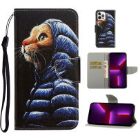 iPhone 14 Pro Case, WindCase Cute Pattern Leather Flip Wallet Cover with Card Slot Holder Kickstand TPU Bumper Case for iPhone 14 Pro