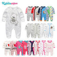 Kiddiezoom 1 ชิ้น Romper ทารกแรกเกิดผ้าฝ้ายแขนยาวเสื้อผ้า 0-12 เดือน