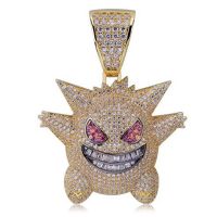 hunshipengshengshangmao Hip Hop Perhiasan Masker Kalung Liontin Berlian Kubik Es Keluar Rantai pria Hadiah