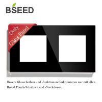 BSEED UK มาตรฐาน EU แก้วคริสตัลไข่มุก157มม. แผงกระจกคู่สีขาวสีดำ Gloden เต้ารับติดผนัง