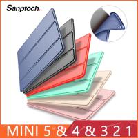 Sanptoch เคสสำหรับ iPad Mini 4 3 2 1 เคสหนัง PU ซิลิโคนนุ่มกลับพับได้ตั้งได้ปกอัจฉริยะสำหรับ iPad Mini 5 2019 ปลอกป้องกัน