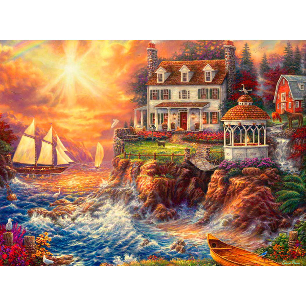 Mountain House 5D DIY Diamond Painting Mountain House Full Drill Picture Embroidery Mosaic 
