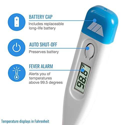 Digital Body Thermometer Reading with 5 Probe Covers for Children and Adult Easily Achieves