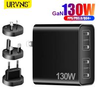 [มาแรง] URVNS 130W แกนวอลล์ชาร์จด่วน USB-C อะแดปเตอร์4พอร์ต PD 65W PPS 30W QC4 + สำหรับ MacBook Pro/air ที่ชาร์จยูเอสบีipad iPhone 14/13/12 Galaxy