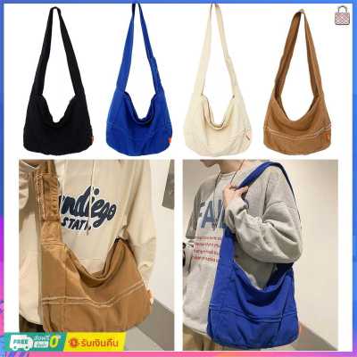 【Fast Delivery】Simple Messenger Bags Solid Canvas Reusable Commuter Tote Large Capacity Casual Zipper Fashion Soft Satchel for Men Women