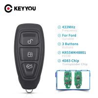 KEYYOU 3ปุ่ม KR55WK48801สมาร์ทรีโมทกุญแจสำหรับฟอร์ดโฟกัส C-Max Mondeo Kuga Fiesta B-Max 434/433Mhz ชิป80Bit 4D63ไร้กุญแจ