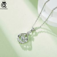 ORSA JEWELS Beautiful Water Drop Pendant 925 Sterling Silver Round Cut D Color VVS Moissanite Necklace for Women Jewelry SMN59