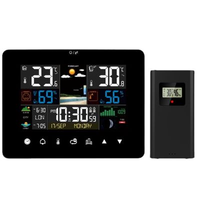 Weather Station with Touch Screen Wall Clock Temperature Humidity Meter Table Desk Clocks with Outdoor Sensor