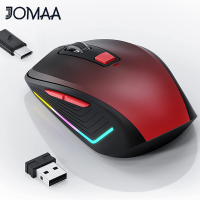 JOMAA RGB เมาส์เมาส์ไร้สายบลูทูธแบบเงียบ2.4G เมาส์ชาร์จไร้สายตามหลักสรีรศาสตร์สำหรับคอมพิวเตอร์แล็ปท็อป