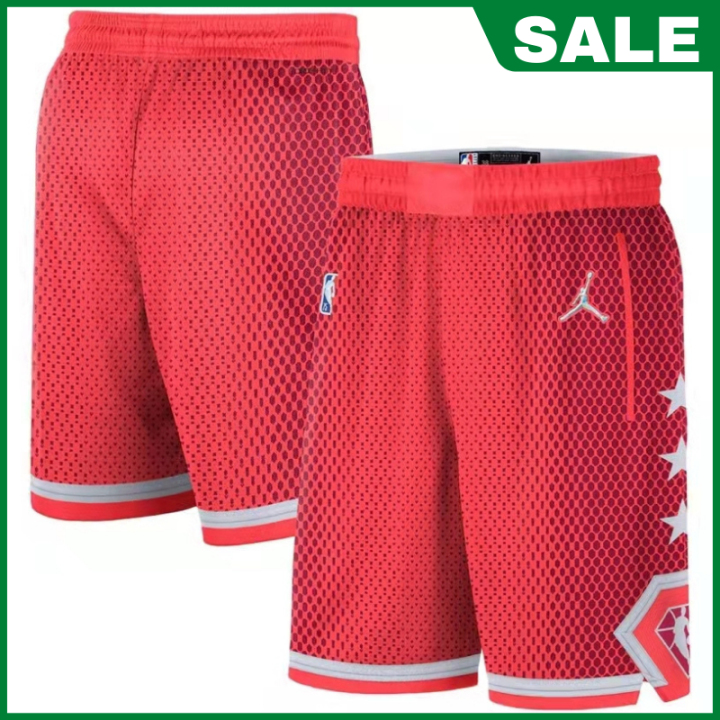 Original 2022 NBA All Star 75th Basketball Jersey Shorts for Men Swingman Heat Pressed Red