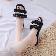 Dép lê hàn quốc bèo nhúm đính ngọc cực xinh , dép nữ đẹp 202 - DOBO FASHION