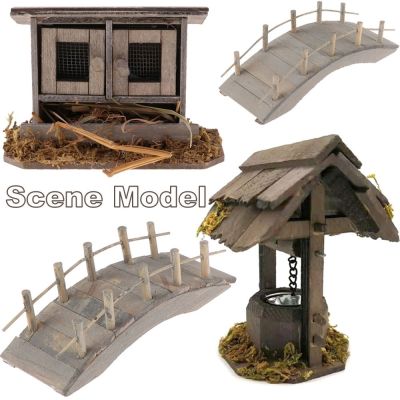 Miniatur Kandang Ayam Kayu Lengkungan Jembatan Luar Ruangan Model Pemandangan Mikro Peri Taman Dekorasi Rumah Boneka Dekorasi Aksesori