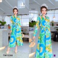 Maxi Dress แมกซี่เดรสแขนยาว ลายมัดย้อม