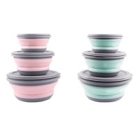 PCS Portable Silicone Folding Bowl Set Multifunction Foldable Salad Bowl With Lid Silicone Folding Lunch Box Folding Tableware