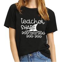 Pure Cotton T Shirt Teacher Shark Printed Tshirt Tee Shirt Clothes Gildan