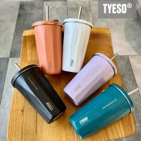 Tyeso Diamond Shaped Water Cup Vacuum Stainless Steel Insulation And Cold Insulation Large Capacity Car Mounted Straw Cup