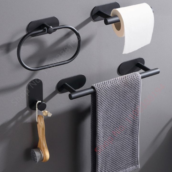 yf-wall-mount-toilet-towel-paper-holder-adhesive-black-silver-kitchen-roll-stand-hanging-napkin-rack-bathroom-accessories-wc