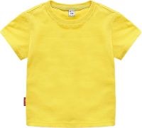 Boys and Girls Classic Fit Crewneck T Shirt | Organic Cotton Soft Multi Pack Short Sleeve Basic Toddlers and Kids Plain Shirts Boys (Yellow, 5-6 Years)