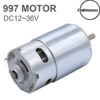 ChgImposs มอเตอร์ DC 997 12-36V 18000รอบต่อนาทีแรงบิดขนาดใหญ่มอเตอร์ขนาดเล็กที่มีลูกปืนคู่สำหรับเครื่องมือไฟฟ้า DIY ของเล่นเจาะเลื่อยบดกลึง