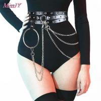 1Pc Unisex หญิงหนังกระโปรงเข็มขัด Punk Gothic Rock Harness เอวโลหะ Chain Body Hollow เข็มขัดอุปกรณ์เสริมสำหรับ Lady