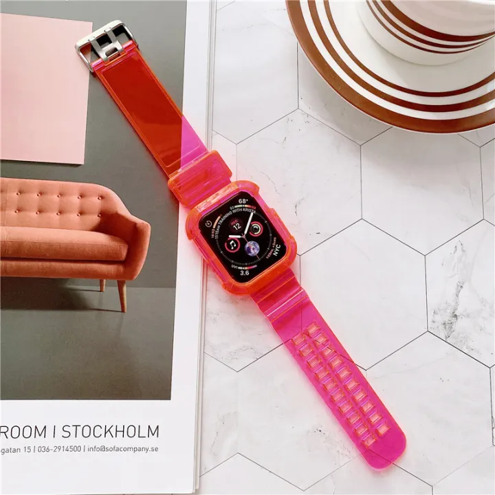coloful Transparent strap for smart apple watch 7/6/5/4/3/2/1 iphone