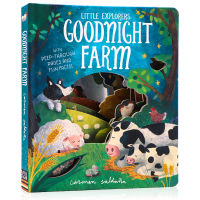 Little Explorers Series hole book good night farm English original picture book goodnight farm creative hollow out design childrens English Enlightenment cognition cardboard book hole book interesting parent-child bedtime reading