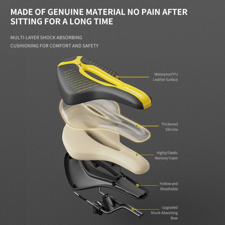xunting-เบาะรองนั่งจักรยานเสือภูเขาอานจักรยานที่นั่งหนัง-pu-จักรยานเสือหมอบเสือภูเขาเติมเจลเบาะรองนั่งอานจักรยานกันกระแทกสบาย