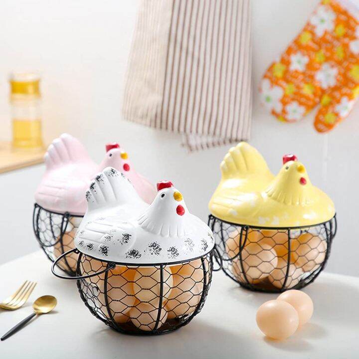(Random) Decorative Kitchen Storage Baskets Ceramic Chicken Egg Basket