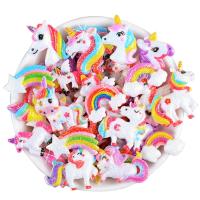 10pcs Glitter Unicorn Rainbow Mixed Resin Diy Accessories Scrapbook Jewelry Cabochon Flatback Phone Case Ornaments Decoration