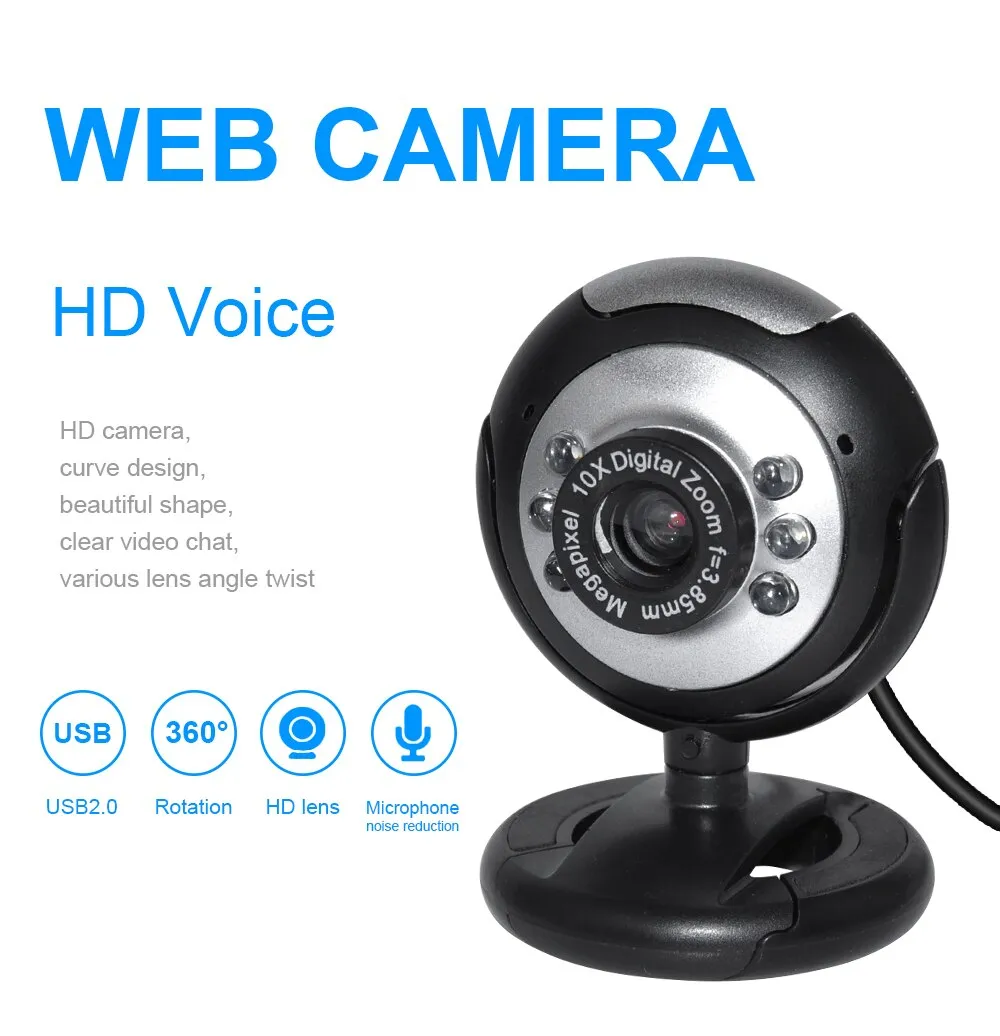 JTKE USB Digital HD Webcam Computer Camera 30.0 Mega Pixels 6 LED Web Cam Microphone For For PC Laptop | Lazada