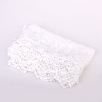 Women embroidered lace scarf white