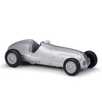 รถโมเดล Diecast ดึงกลับสีเงิน1937 W125 Mercedes-Benz แบบใหม่พร้อมกล่อง1:36