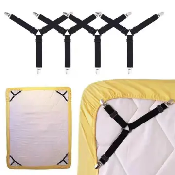 Bed Sheet Holder Straps, Adjustable Sheet Stays Keepers with Elastic Bands  and Corner Clips, Fitted Sheet Fasten Suspenders for Bedding, Mattress