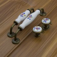 ✓ Brass White Creamic Cabinet Handles Knobs Drawer Pulls Kitchen Door Handles Furniture Handle Cabinet Door Hardware Accessories