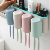 ECOCO 234 Cup Toothbrush Holder Wall-mount Toothbrush Toothpaste Cup Storage Bathroom Accessories for Family Couples Set