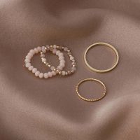 SUNGODDES 4ชิ้นผู้หญิงหญิงสาวคริสตัลหลากสีเครื่องประดับแฟชั่นแหวนลูกปัดดัชนีแหวนโลหะแหวนใส่นิ้ว