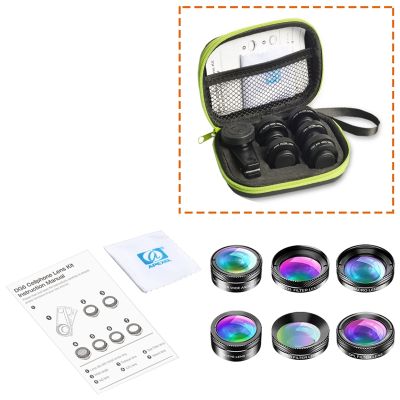 APEXEL New 6In1 Kit Camera Lens Photographer Mobile Phone Lenses Kit Macro Wide Angle Fish Eye CPL Filter for iPhone Xiaomi Mi9TH