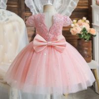 NNJXD Baby Girl Dress Infant Baby Clothes Dress Lace Bowknot Girl Backless Dress for Wedding Birthday Party Toddler Costume 1-5 Years