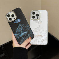 เคสโทรศัพท์ขอบการชุบคุณภาพสูงสำหรับ IPhone 11 12 13 14 Pro Max ปลอกฝาหลังแบรนด์ใหญ่สีดำขาว North Face เคสโทรศัพท์