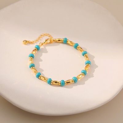 CCGOOD Natural Turquoises Bracelet for Women Gold Plated 18 K High Quality Jewelry Minimalist Bracelets Pulseras Mujer Girl Gift