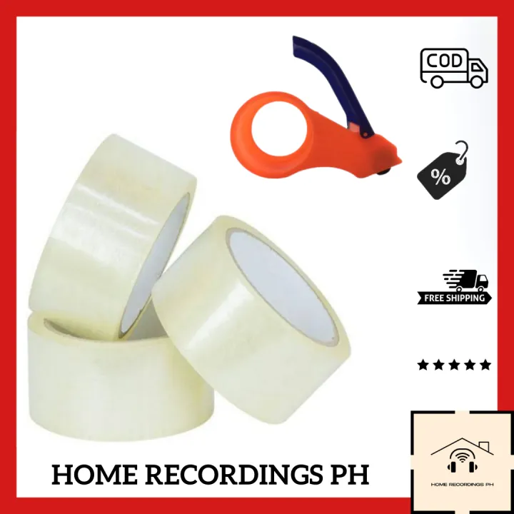 Set of 3 Packing Tape (100mm x 4.5cm) + 1 Tape Cutter Dispenser for