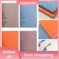 RUPANBO039392692หนัง PU 2024สมุดวาระภาษาอังกฤษ365สมุดปฏิทินเครื่องเขียนประจำวันแฟชั่น A5วางแผนรายวันรายสัปดาห์