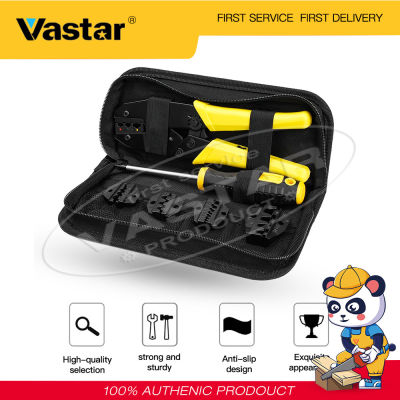 Vastar Crimping Pliers Wire Crimping Pliers Crimping Pliers With 5 Interchangeable Heads With Bag Wire Crimper Set Decrustation Engineering Ratchet Terminal Crimping Plier Electrical Hand Tool With Screwdriver 4 Spare Terminals