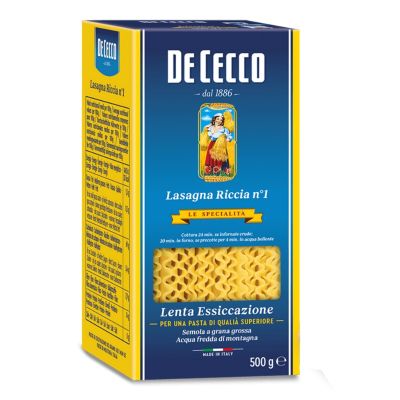 🔖New Arrival🔖 เด เชกโก ลาซานญ่า พาสต้า เบอร์ 1 จากอิตาลี 500 กรัม - De Cecco Lasagna larga dop riccia no.1 Pasta from Italy 500g 🔖