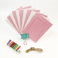 ✉☁ EACH PARTY 10Pcs pink blue Paper Frame with Clips and 2M Rope 6 Inch Wall Photo Frame DIY Hanging Picture Album Home Decorations