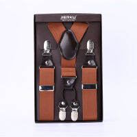 Newest Solid Colors Men 4 Clip-on Y-back Elastic Suspender With Box Plastic Card For Father Friend Present Gift 7 colors ces